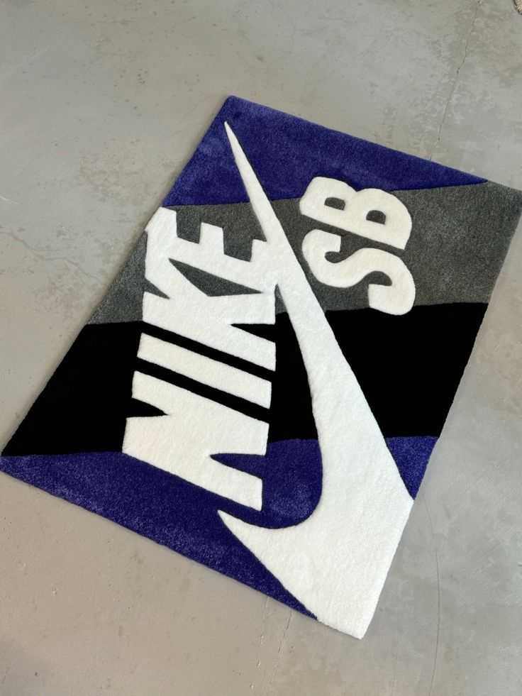 Retro Skate Purple & Black Block Logo Custom Tufted Rug – Handmade Hypebeast SB Floor Mat | Streetwear Home Decor & Room Aesthetic