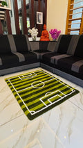 Football Pitch Striped Custom Tufted Rug – Handmade Soccer Field Area Mat | Kids Playroom, Living Room & Game Room Sports Decor