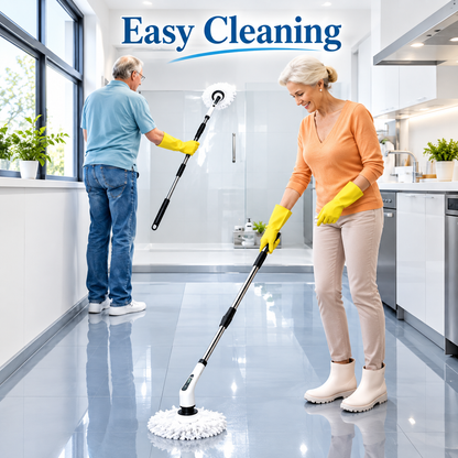 9-in-1 Electric Cleaning Brush with Adjustable Extension Handle, Cordless Rechargeable Spin Scrubber, Waterproof Multi-Surface Cleaning Brush for Bathroom, Kitchen, Floor & Car