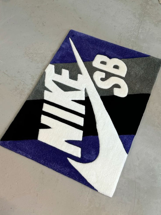 Retro Skate Purple & Black Block Logo Custom Tufted Rug – Handmade Hypebeast SB Floor Mat | Streetwear Home Decor & Room Aesthetic