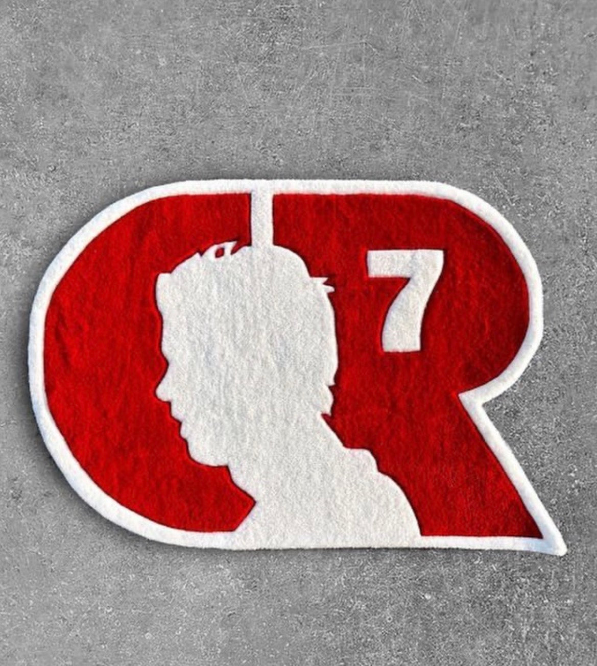CR7 Silhouette Custom Tufted Rug – Cristiano Ronaldo Football Fan Decor | Handmade Plush Bedroom Floor Mat