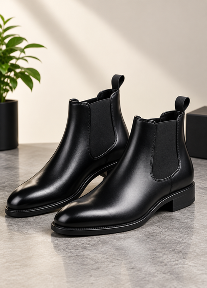 Men’s Premium Black Chelsea Boots – Stylish Slip-On Formal & Casual Ankle Boots