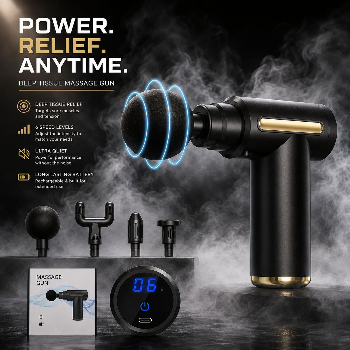 Deep Tissue Massage Gun — Matte Black