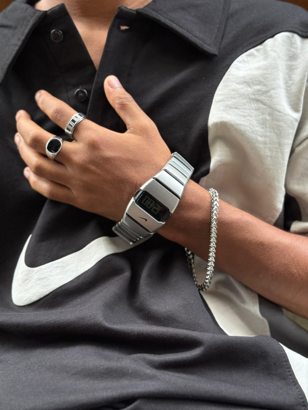 This Nike watch blends sporty style with a bold, futuristic design that stands out effortlessly.